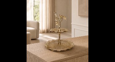 Hoppa! - Etagère - 2-Laags - Goud - 31 x 31 x 36 (B x D x H)