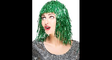 Vegaoo - Groene glitterpruik voor vrouwen