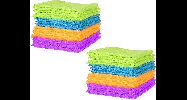 Ruhhy Microvezeldoekjes - 24x stuks - 30 x 30 cm - kleuren mix - schoonmaakdoekjes