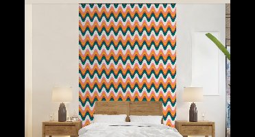 Behang - Fotobehang Retro - Disco - Golven - Kleur - Breedte 140 cm x hoogte 220 cm