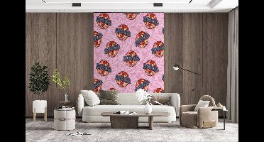 Behang - Fotobehang Disco - Bal - Patroon - Roze - Breedte 145 cm x hoogte 220 cm