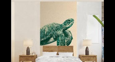 Behang - Fotobehang Schildpad - Sierlijk - Groen - Schild - Breedte 120 cm x hoogte 240 cm
