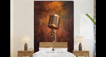 Behang - Fotobehang Microfoon - Bruin - Klassiek - Breedte 145 cm x hoogte 220 cm