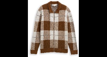 Tom Tailor Denim - Relaxed fit vest met ruitjespatroon - Maat XS - brown offwhite big check