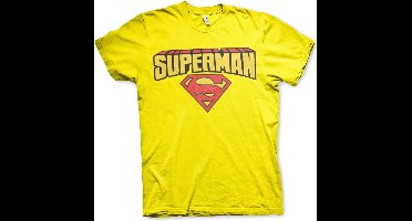 Superman T-shirt met logo in blokletters, geel