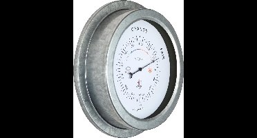 NeXtime Orchidee – Barometer – 22 cm – Metaal – Gegalvaniseerd Zilver – Weerbestendig