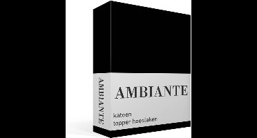 Ambiante Cotton Uni topper hoeslaken - Eenpersoons - Black