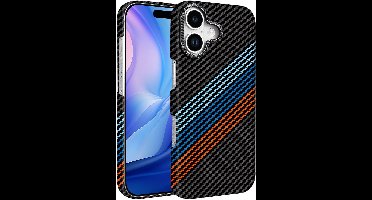 Hoesje Geschikt voor iPhone 16 Hoesje riemen - Carbon Hoesje Geschikt voor MagSafe iPhone 16 - Shockproof Back Cover