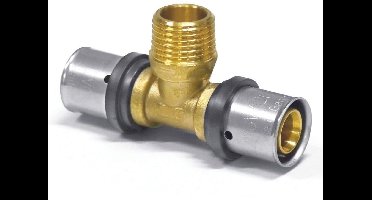 Persfitting T-stuk 32 x 3 - 1" AG - 32 x 3