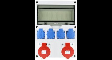 EMAT ledige kunststof wandverdeler IP44 met 2x CEE 5P 32A en 4x schuko 16A (85016003)