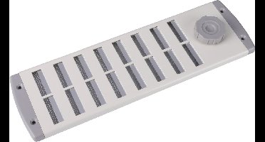 Starx Boldline Schuifrooster - Muurrooster voor Ventilatie - Afmeting 300 x 90 mm - Aluminium - Kleur Wit - Met Draaiknop Ø 37 mm - Voorzien van Gaas - 2 Jaar Garantie