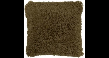 Dutch Decor FLUFFY - sierkussen 60x60 cm - superzacht - XL kussen - Military Olive - groen - Inclusief binnenkussen - Luxe kussens voor woonkamer & bank