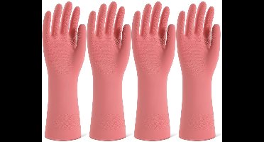 Herbruikbare Rubberen Schoonmaakhandschoenen voor Afwassen en Huishouden - 4 Paar