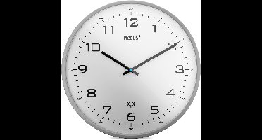 Mebus radiogestuurde wandklok, 30 cm, stil, grijs frame, witte wijzerplaat, model 13081 - modern en stil, grijs