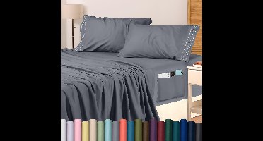 Boraboi® Uitgebreid 4-delig Beddengoed Set in Zachte Microvezel met Diepe Zakken voor Queen-Size Bedden