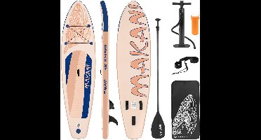 ECD Germany Makani opblaasbaar stand up paddle board SUP 320x80x15 cm abrikoos PVC-materiaal draagvermogen tot 120 kg met pomp draagtas en accessoires geschikt voor SUP- en surfplankmodellen ideaal voor wateractiviteiten en recreatief gebruik