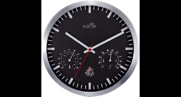 NeXtime Station – Stationsklok – 25 cm – Metaal – Zwart – Zendergestuurd