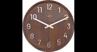 NeXtime Precious – Grote Wandklok – 50 cm – Hout – Walnoot – Stil