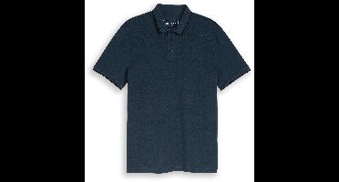 Tom Tailor Denim - Piqué poloshirt van katoen - Maat S - blue black two tone pique
