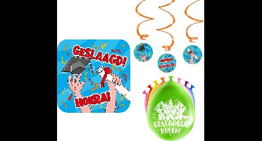 Paperdreams Geslaagd thema party versiering set Hoera - Huldebord en 16x ballonnen