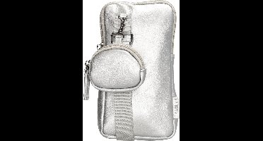 Beagles Ferro Telefoontasje Dames - Crossbodytas met verstelbare en afneembare schouderband - Schoudertas van Imitatieleder met ritssluiting - Zilver