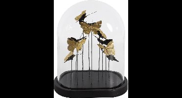 Non-branded Stolp Isabel Vlinders 26 X 33 Cm Glas Goud/zwart