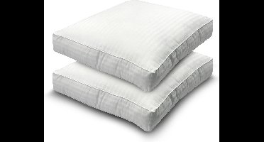 Katoenen Box Kussen Wit met Satijnstreep, 2-pack- Zydante Swisstech - 50x60x10