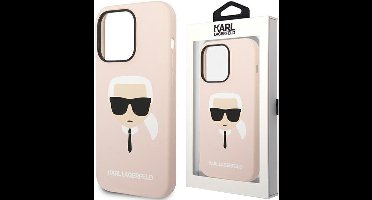 Karl Lagerfeld geschikt voor iPhone 14 Pro Max Hardcase Backcover - Karl's Head - Magsafe Compatible - Roze