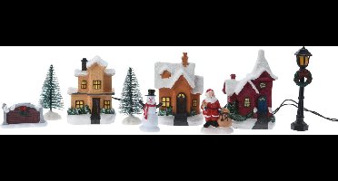 Christmas Decoration - Kerstdorp landschap - accessoires - met led verlichting - 10-delig