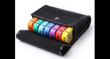 Scoby - Pillendoos 7 dagen - Medicijndoos - 4 vakken - Pillendoosje - Etui - Pill Box - Zwart