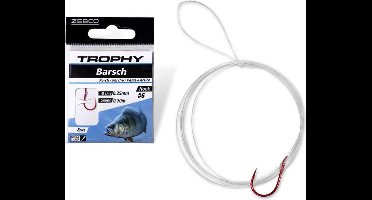 Zebco Trophy Perch Hook-to-Nylon 70cm (8 pcs) Hook Red - Maat : 4
