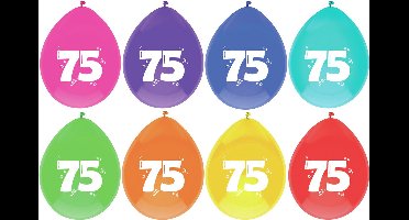 LEEFTIJD BALLONNEN - 75 JAAR - ASSORTI KLEUREN - 8 STUKS