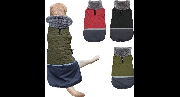 Etechydra Hondenjassen, pluche, reflecterend, omkeerbaar, winter, waterdicht, winddicht, hondenjack, warme kleding, vest voor kleine, middelgrote en grote honden, L