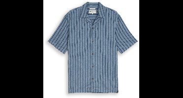 Tom Tailor Denim - Resorthemd met relaxte pasvorm en linnenmix - Maat L - nighttime blue stripe