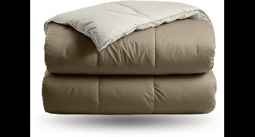 Zelesta Deluxe Duo Dream Taupe & Cream 200x200 - Dekbed zonder overtrek - Eco Cloud vulling - Wasbaar hoesloos dekbed - Vaste overtrek - Percal katoen dekbed - All Year Winterdekbed & Zomerdekbed