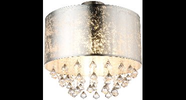 Plafondlamp kristal hanglamp kristal eetkamer plafondlamp kristallen, bladzilver, metaal, 1x E27, DxH 30x31 cm