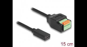 Delock USB 2.0 Cable USB Type-C™ female to Terminal Block Adapter with push button 15 cm