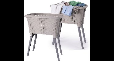 Bathroom Solutions wasmand op poten - 2x - beige - 35 ltr - 60 x 40 x 28 cm - Wasgoedmanden