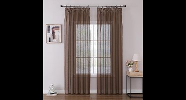 Boraboi ® Moderne en Elegante Lange Gordijnen Set van 2 voor Railsysteem, 245 x 140 cm, Transparant Bruin