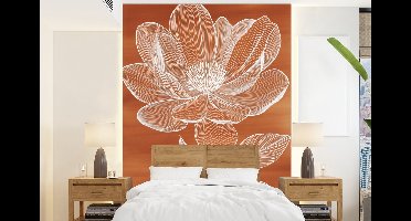 Behang - Fotobehang Bloem - Minimalistisch - Wit - Breedte 160 cm x hoogte 220 cm