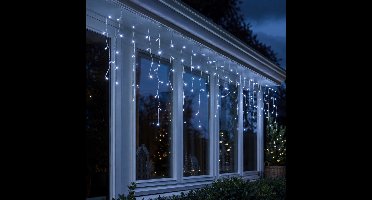 Lumineo IJspegel verlichting - 2x - 119 led lampjes - koel wit - 500 cm - 8 knipperfuncties - IP44 - kerstverlichting - ijspegellampjes