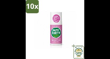 10 x Happy Earth – Deodorant Roll-On – 100% Natuurlijk Lavender Ylang – 75 ml - Wasstrips - Natuurlijke Deodorant - Roll-on Deodorant - Lavendel Geur - Ylang-ylang Geur - Huidvriendelijk