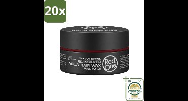20 x Red One - Haarwax - Quicksilver - Aqua Hair Wax - Voor Sterke Hold & Glans - 150 ml - Wasstrips - Haarwax - Hold - Glans - Waterbasis - Restylen