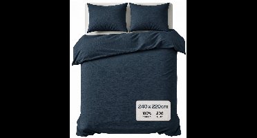 Zydante Dekbedovertrek Set 240x220 cm - Dekbedhoes met 2 Kussenslopen - Mousseline - Petrol