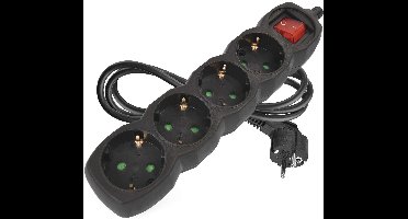 EMOS Verlengsnoer 1,5 m / 4 stopcontacten / met schakelaar / zwart / PVC / 1,5 mm², PC1421R