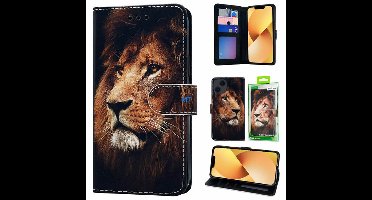 Green On 3D Print Wallet Case Lion Galaxy A25 - Meerkleurig