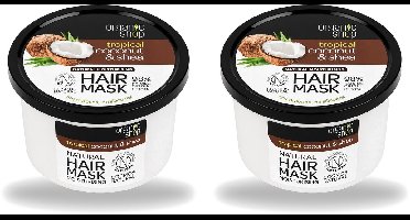2 x Organic Shop - Haarmasker Coconut & Shea - Verzorgend en Voedend - 250 ml - Voordeelverpakking - 2 stuks