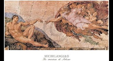 Kunstdruk Michelangelo - La creazione di Adamo 120x80cm