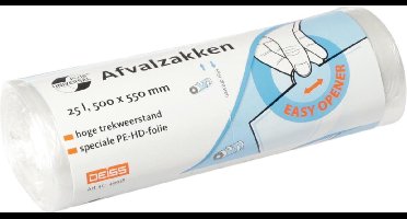 Vuilniszak Universal Plus, 7 micron, ft 50 x 55 cm, transparant, rol van 50 stuks