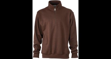 James and Nicholson Uniseks werkkleding Half Ritssweatshirt (Bruin)
